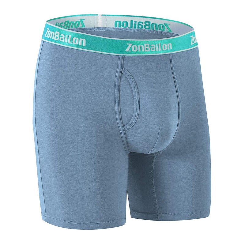 ZONBAILON Fly Boxer Briefs for Men Pack 6 Inch Big & Tall Boxers Underpants with Pouch 3xl xxxl Classic Blue Trunks Underwear Bulge Enhance - Image 2